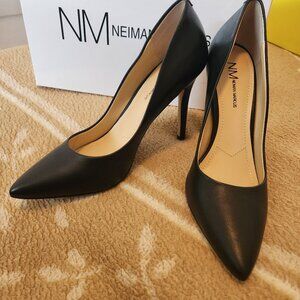 Neiman Marcus black matte leather pumps